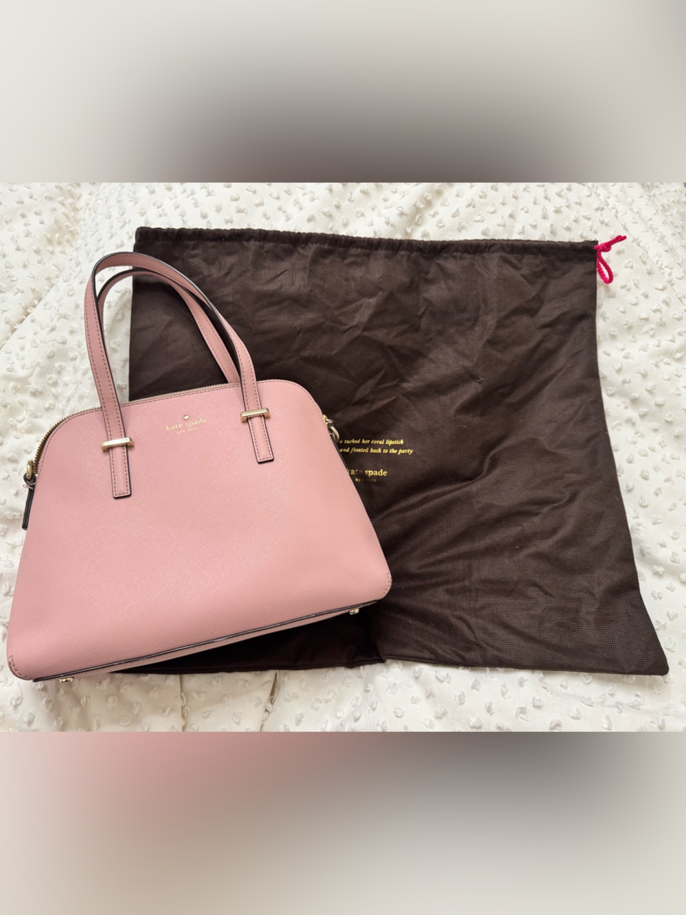 Kate Spade Dusty Pink Saffiano Satchel with Gold Hardware & Matching Wallet - Picture 11 of 16